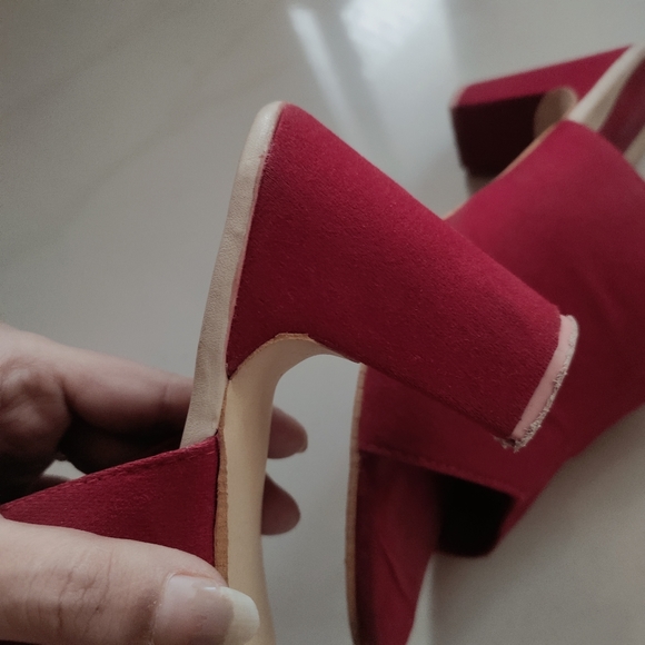 Velvet block heels in red size 37 fixed price - Picture 4 of 7